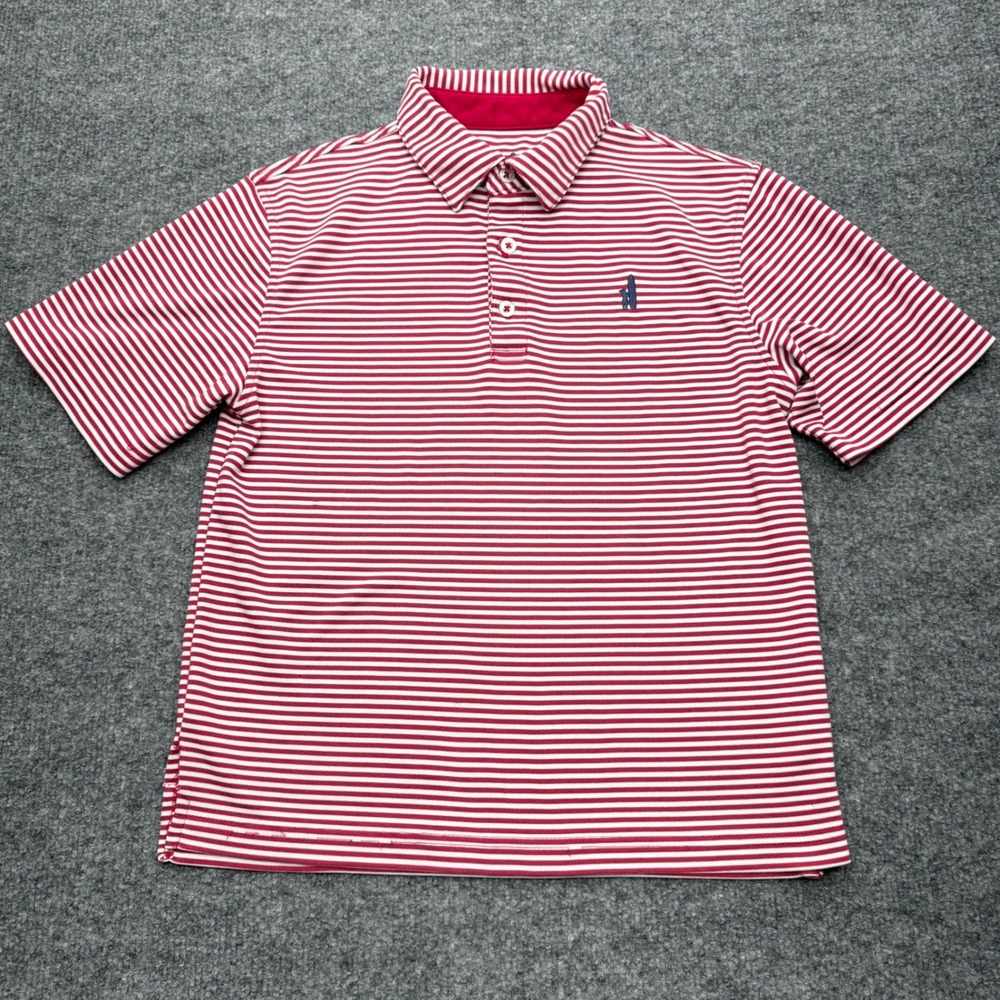 Johnnie-O Kids Prep-Performance Striped Polo Shirt Red White Size 10